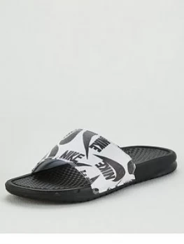 Nike Benassi Just Do It Slides - Black/White, Size 2.5, Women