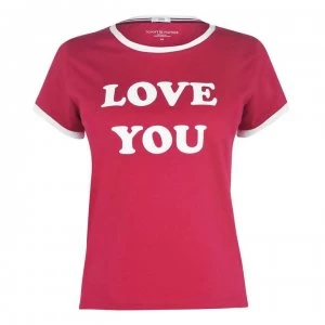 Tommy Bodywear Love U Slogan T Shirt - Cerise