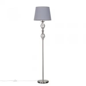 Pembroke Brushed Chrome Twist Floor Lamp with Grey Aspen Shade