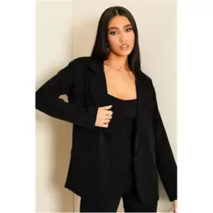 I Saw It First Black Oversized Single Breasted Blazer With Pockets - Black