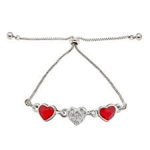 Jon Richard Silver Plated Made with Swarovski Red Dancing Heart Bracelet