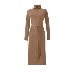 French Connection Renji Modal Rollneck Midi Dress - Brown