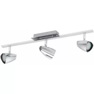 Loops - Flush 3 Spot Track Ceiling Light Colour Chrome Bulb GU10 3x3W Included