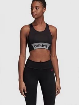 adidas Designed 2 Move Branded Bra Top, Black, Size XL, Women