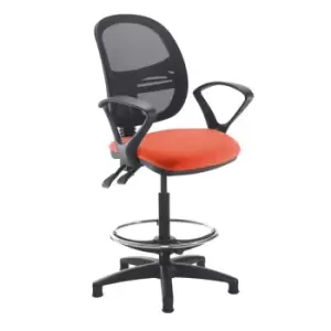 Dams MTO Jota Mesh Back Draughtsmans Chair with Fixed Arms - Lombok Green