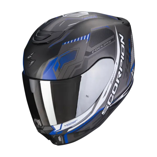 Scorpion Exo-391 Haut Matt Black-Silver-Blue Full Face Helmet 2XL