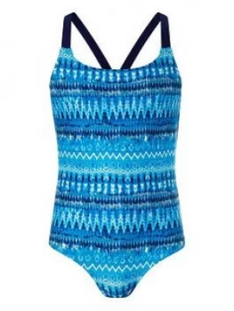 Monsoon Girls Storm S.E.W Cypress Tie Dye Swimsuit - Blue, Size Age: 7-8 Years, Women