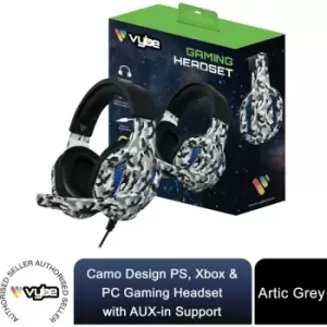 Vybe Camo Design PS, Xbox & PC Gaming Headset with AUX-in Support - Artic Grey