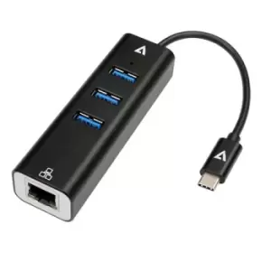 V7 V7UCRJ45USB3 interface hub USB Type-C 1000 Mbps Black