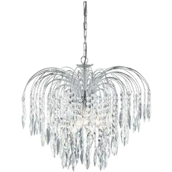 Searchlight Lighting - Searchlight Waterfall - 5 Light Crystal Chandelier Chrome Finish, E14