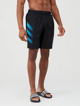 Adidas 3 Stripe Swim Shorts - Black