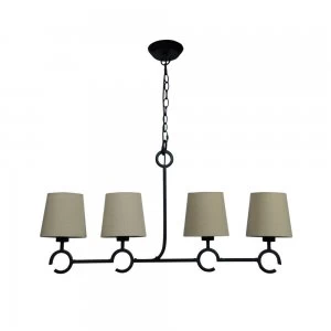 Ceiling Pendant 4 Light Line E27 with Taupe Shades Brown Oxide