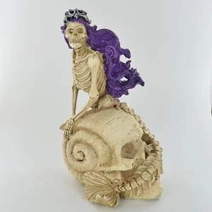 Mermaid Skeleton on Skull Shell Figurine