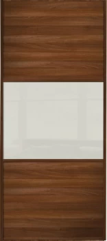 Wickes Sliding Wardrobe Door Wideline Walnut Panel and Soft White Glass - 2220 x 914mm