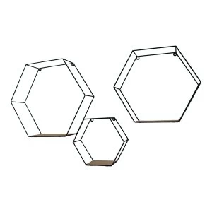 Set Of 3 Hexagonal Wall Shelves