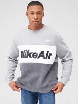 Nike Air Fleece Crew Sweat - Dark Grey, Size L, Men