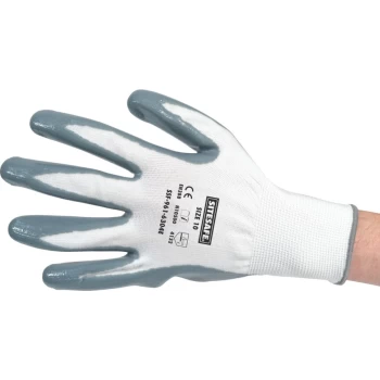 Flat Palm-side Coated Grey/White Gloves - Size 10