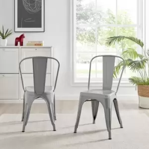 Furniturebox UK - Furniturebox Set of 2 Colton 'Tolix' Style Industrial Dining Chairs Grey