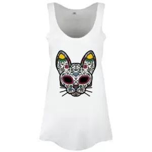 Grindstore Womens/Ladies Sugar Skull Kitten Vest Top (L) (White)