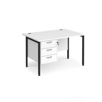 Office Desk Rectangular Desk 1200mm With Pedestal White Top With Black Frame 800mm Depth Maestro 25 MH12P3KWH