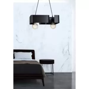 Koma Black Bar Pendant Ceiling Light 2x E27