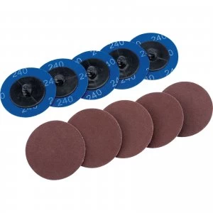 Draper 50mm Diameter Aluminium Oxide Sanding Disc 50mm 240g Pack of 10