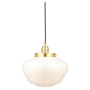 Merano Lighting - Merano Finale Pendant Ceiling Light Brass Plate & Opal Glass