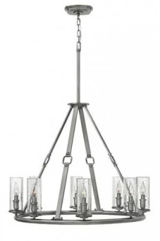 8 Light Multi Arm Chandelier Antique Nickel Finish, E14