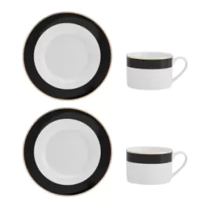 Luxe Deco China Tea Cups and Saucers, Set of 2, 200ml