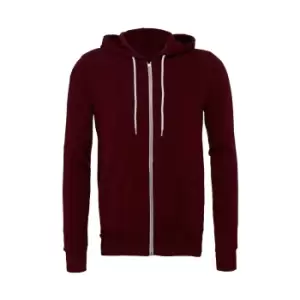 Canvas Unixex Zip-up Polycotton Fleece Hooded Sweatshirt / Hoodie (XL) (Maroon)