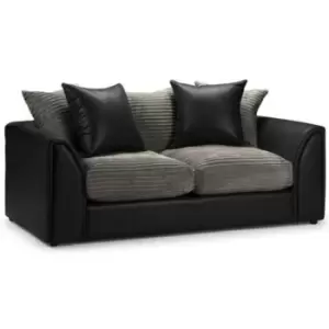 Sturridge Modern Chenille & Faux Leather Fabric Armchair - Charcoal - Charcoal