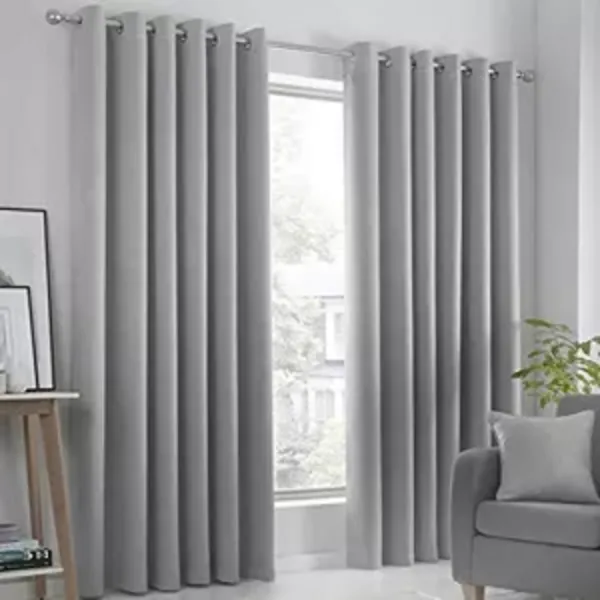 Fusion Fusion Strata Eyelet Curtains Silver 117 x 183cm FS66552