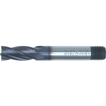 20.00MM HSS-Co 8% Threaded Shank Multi Flute End Mills - TiAlN Coated - Swisstech