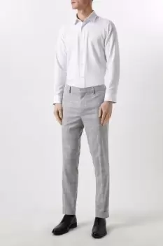 Mens Slim Fit Grey Textured Check Suit Trousers