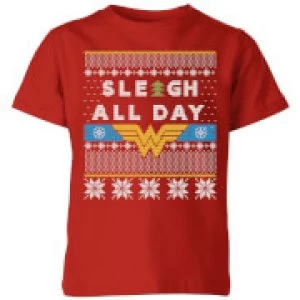 Wonder Woman 'Sleigh All Day Kids Christmas T-Shirt - Red - 11-12 Years