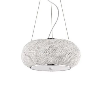 Pasha' 6 Light Ceiling Pendant Chrome with Crystals, E14