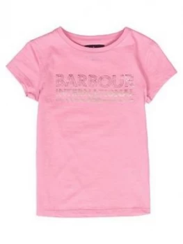 Barbour International Girls Knockhill Metallic Logo T-Shirt - Pink