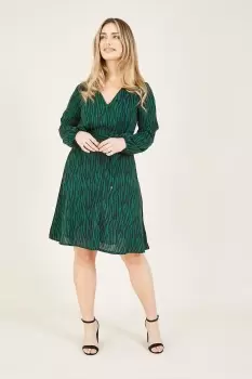 Green Animal Print 'Rosanna' Midi Dress