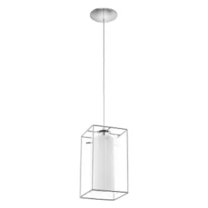 Pendant Light Chrome Plated Shade Clear White Glass Satin Glass Bulb E27 1x60W