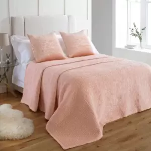 Paoletti Brooklands Velvet Super King Bedspread Viscose Cotton Blush