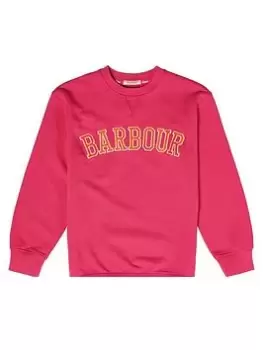 Barbour Girls Northumberland Sweat Top - Pink Dahlia, Pink, Size Age: 8-9 Years, Women