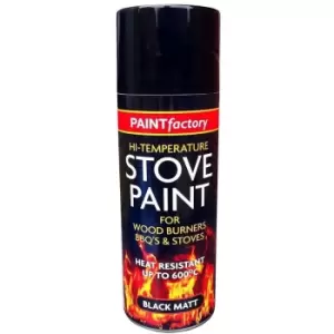 Paint Factory - Black Stove Spray Paint High Temperature Fire Burner bbq Heat Resistant - 400ml