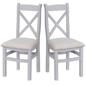 Robert Dyas Madera Ready Assembled Pair of Cross Back Wooden Chairs /Nautral