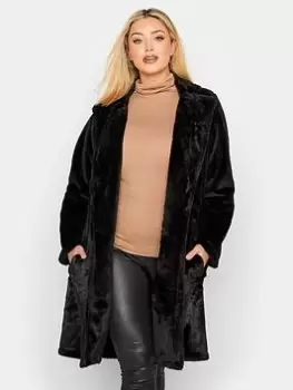 Yours Faux Fur Jacket - Black, Size 30-32, Women