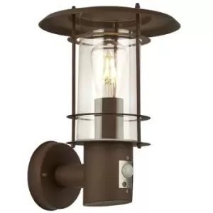 Searchlight Edgeware Outdoor & Porch Wall Light, Sensor Rust Brown IP44