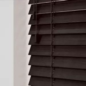 Wooden Venetian Blinds With Strings Dark Brown Oak