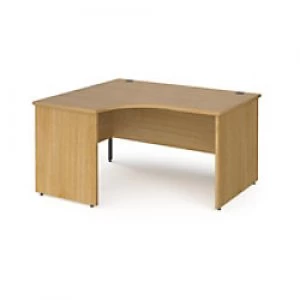 Dams International Left Hand Ergonomic Desk with Oak Coloured MFC Top and Graphite Panel Ends and Silver Frame Corner Post Legs Contract 25 1400 x 120