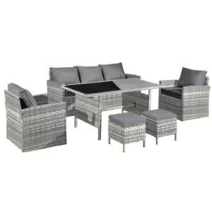 Oseasons Fiji Rattan 7 Seat Lounge Dining Set In Dove Grey