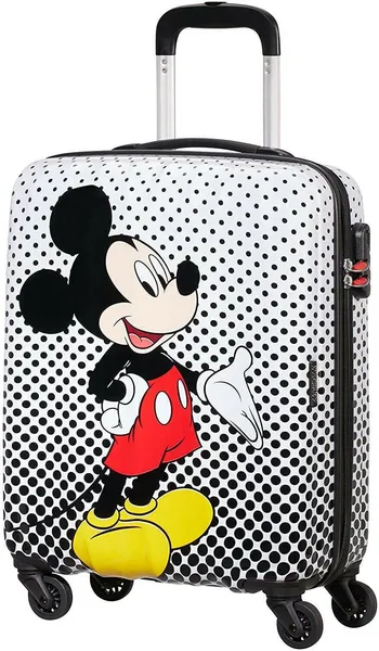 American Tourister Disney Legends VZDV1 Spinner Hardshell Polka Dot Black/White Cabin Suitcase