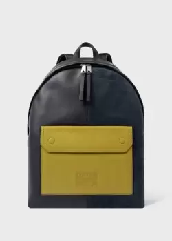 Paul Smith Navy Leather Contrast Pocket Backpack